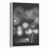 Vintage poster art of a winter scene on framed canvas, featuring a black and colorful palette, ideal for living room decor.