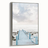 Landscape painting featuring vibrant summer colors on a silver-framed canvas, ideal for brightening a living room.