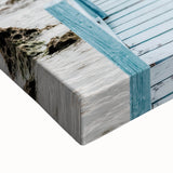 Large art of a black and white landscape painting on stretched canvas, ideal for bedroom wall decor.