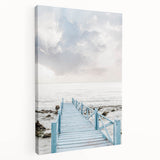 Large abstract canvas art featuring swirls of blue and green, suitable for kitchen wall decor.