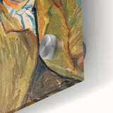 Large abstract wall art on acrylic glass depicting mid-century modernist style in vibrant colors.