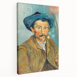 Vincent van Gogh-style painting on stretched canvas featuring swirling blue and yellow tones, ideal for kitchen wall art.