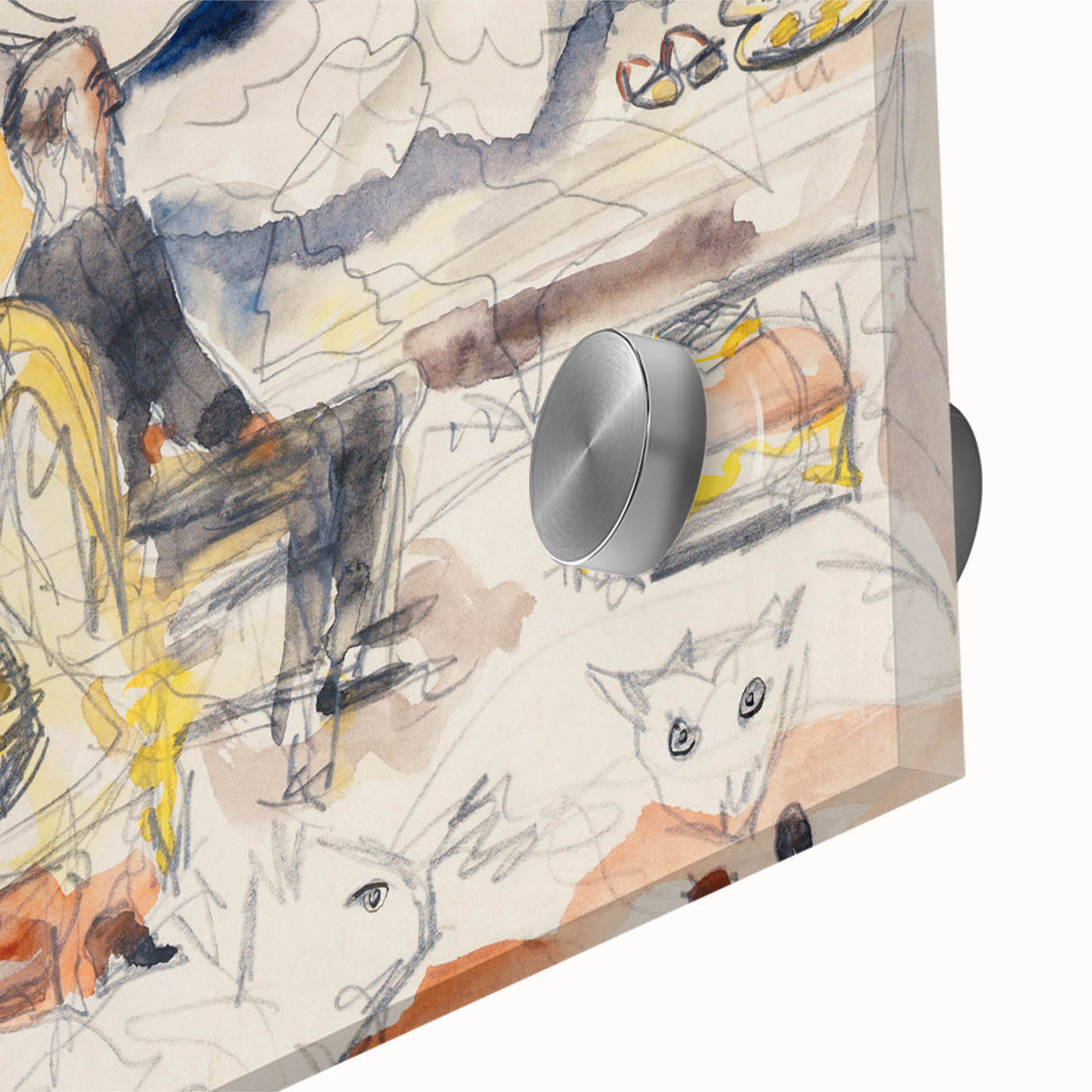 Modern Wall Art: Playful Watercolor Scene with Warm and Bright Tones
