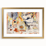 Modern Wall Art: Playful Watercolor Scene with Warm and Bright Tones