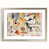 Modern Wall Art: Playful Watercolor Scene with Warm and Bright Tones