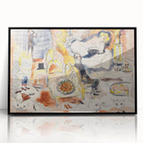 Modern Wall Art: Playful Watercolor Scene with Warm and Bright Tones