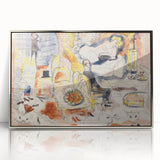 Modern Wall Art: Playful Watercolor Scene with Warm and Bright Tones