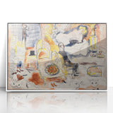 Modern Wall Art: Playful Watercolor Scene with Warm and Bright Tones