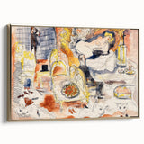 Modern Wall Art: Playful Watercolor Scene with Warm and Bright Tones