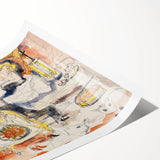 Modern Wall Art: Playful Watercolor Scene with Warm and Bright Tones