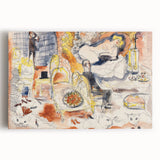 Modern Wall Art: Playful Watercolor Scene with Warm and Bright Tones