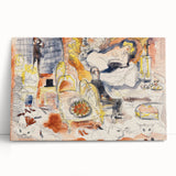 Modern Wall Art: Playful Watercolor Scene with Warm and Bright Tones