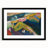 Modern Wall Art: Vibrant Abstract Mountain Landscape with a Church