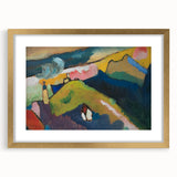 Modern Wall Art: Vibrant Abstract Mountain Landscape with a Church