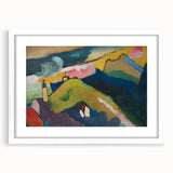Modern Wall Art: Vibrant Abstract Mountain Landscape with a Church