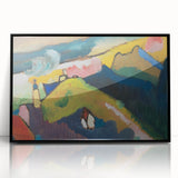 Modern Wall Art: Vibrant Abstract Mountain Landscape with a Church