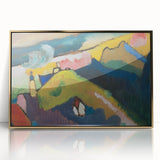 Modern Wall Art: Vibrant Abstract Mountain Landscape with a Church