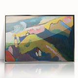 Modern Wall Art: Vibrant Abstract Mountain Landscape with a Church