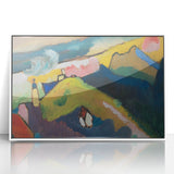 Modern Wall Art: Vibrant Abstract Mountain Landscape with a Church