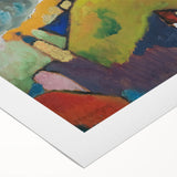 Modern Wall Art: Vibrant Abstract Mountain Landscape with a Church