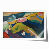 Modern Wall Art: Vibrant Abstract Mountain Landscape with a Church