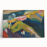 Modern Wall Art: Vibrant Abstract Mountain Landscape with a Church