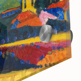 Modern Wall Art: Bold Abstract Landscape with Vibrant Colors and Church