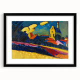 Modern Wall Art: Bold Abstract Landscape with Vibrant Colors and Church