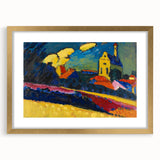 Modern Wall Art: Bold Abstract Landscape with Vibrant Colors and Church