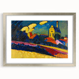Modern Wall Art: Bold Abstract Landscape with Vibrant Colors and Church