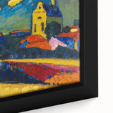 Modern Wall Art: Bold Abstract Landscape with Vibrant Colors and Church