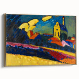 Modern Wall Art: Bold Abstract Landscape with Vibrant Colors and Church