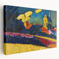 Modern Wall Art: Bold Abstract Landscape with Vibrant Colors and Church