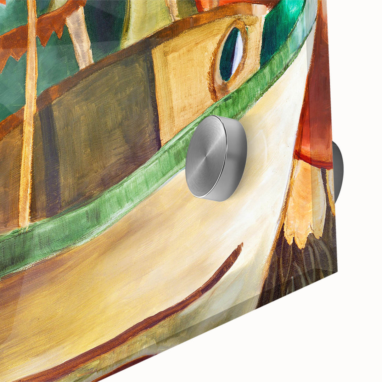 Modern Wall Art: Vibrant Abstract Fishboat Scene with Earthy Tones