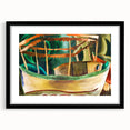 Modern Wall Art: Vibrant Abstract Fishboat Scene with Earthy Tones