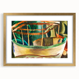 Modern Wall Art: Vibrant Abstract Fishboat Scene with Earthy Tones