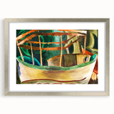 Modern Wall Art: Vibrant Abstract Fishboat Scene with Earthy Tones