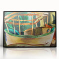 Modern Wall Art: Vibrant Abstract Fishboat Scene with Earthy Tones