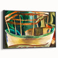 Modern Wall Art: Vibrant Abstract Fishboat Scene with Earthy Tones