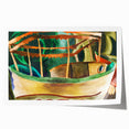 Modern Wall Art: Vibrant Abstract Fishboat Scene with Earthy Tones