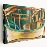 Modern Wall Art: Vibrant Abstract Fishboat Scene with Earthy Tones