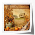 Farmhouse Wall Art with Pumpkins and Wheat - Rustic Country Style Decor