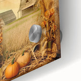 Farmhouse Wall Art with Pumpkins and Wheat - Rustic Country Style Decor