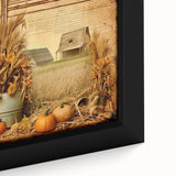 Farmhouse Wall Art with Pumpkins and Wheat - Rustic Country Style Decor