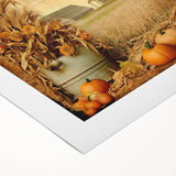 Farmhouse Wall Art with Pumpkins and Wheat - Rustic Country Style Decor