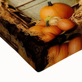 Farmhouse Wall Art with Pumpkins and Wheat - Rustic Country Style Decor