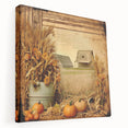 Farmhouse Wall Art with Pumpkins and Wheat - Rustic Country Style Decor