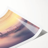 Scenic rolled print showcasing a majestic castle landscape, featuring vibrant colors and intricate details, elegantly packaged for art lovers and decor enthusiasts.