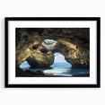 Black-framed landscape artwork featuring a vibrant cave scene, elegantly matted for a refined presentation, ideal for home decor enthusiasts seeking unique wall art.