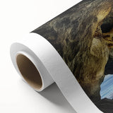 Rolled canvas artwork depicting a stunning landscape with intricate cave formations, showcasing vibrant colors and textures, perfect for home decor or art enthusiasts.